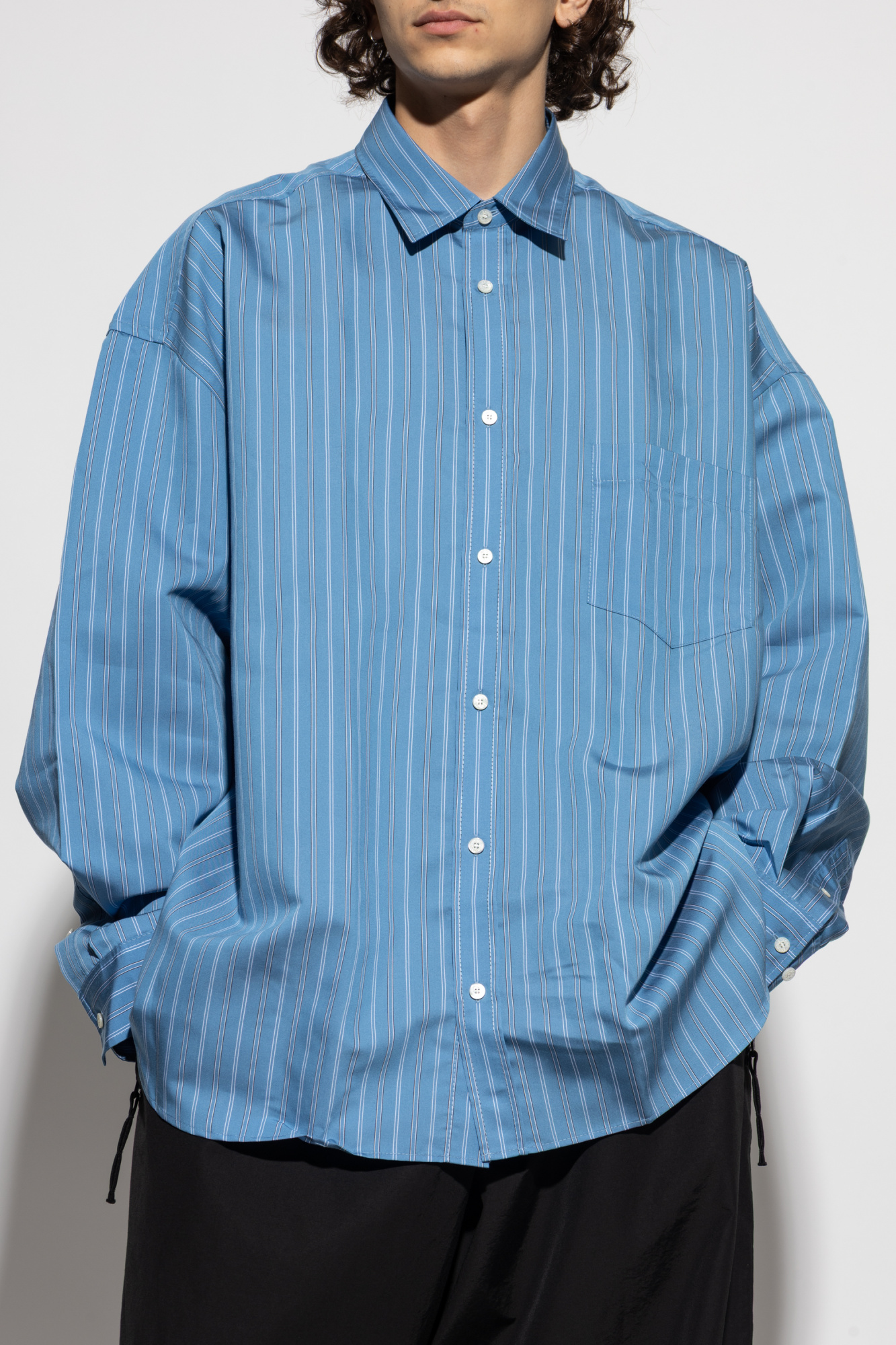 【BAON】Nikai Pocket Stripe Shirt Jacket Signature Panel Pockets Shirt Jacket - Canvas Edition